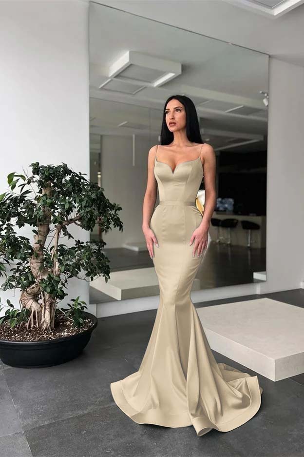 Charming Sage Spaghetti Strap Sleeveless Long Mermaid Prom Dress With Belt