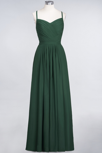BMbridal Glamorous Spaghetti Straps Sweetheart Ruffle Chiffon Bridesmaid Dress Online-BMbridal