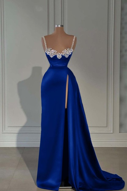 Spaghetti Strap Sleeveless Long Mermaid Prom Dress With Split