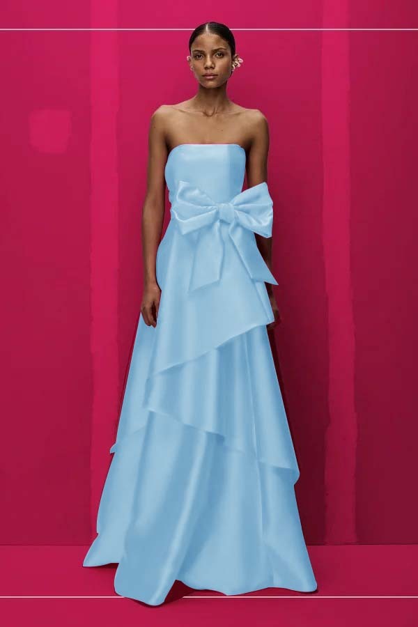 Chic Strapless Sleeveless Long Prom Dress With Pleated Bowknot
