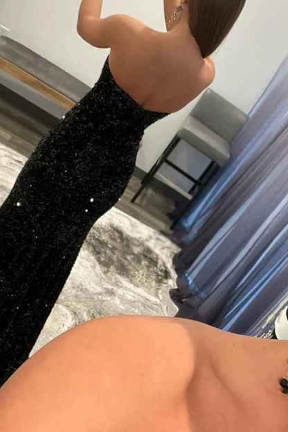 Mermaid Royal Blue Sequin Strapless Prom Dress