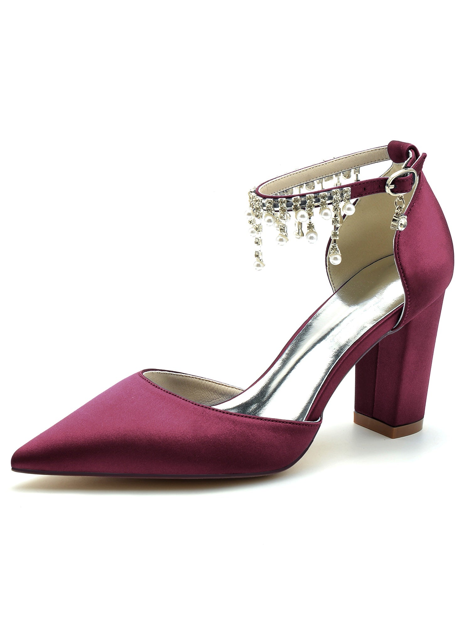 Bridesmaid's Rhinestone High Heel Wedding Shoes with Pointed Toe for Women