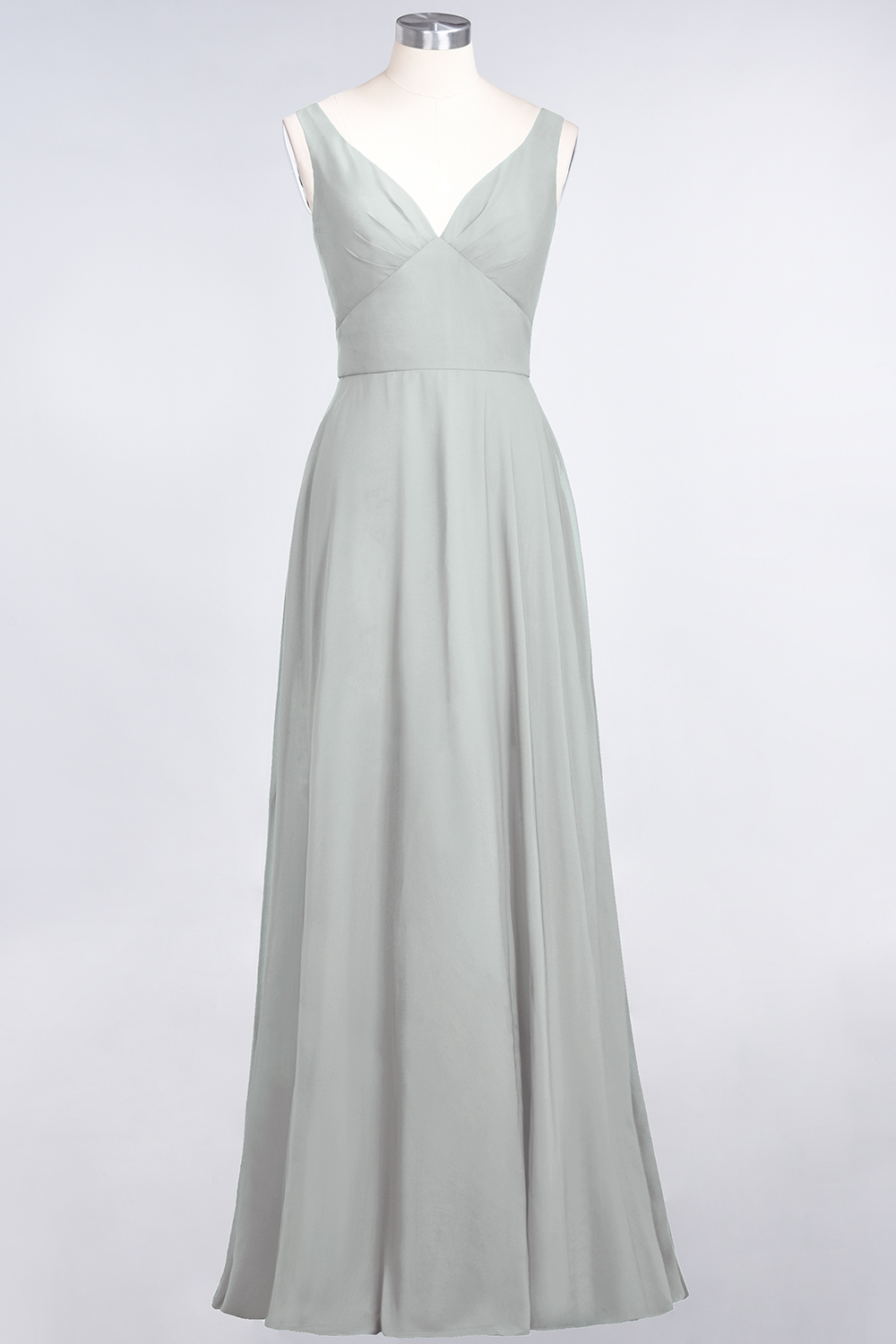 BMbridal Chic Chiffon V-Neck Straps Ruffle Affordable Bridesmaid Dresses with Open Back-BMbridal