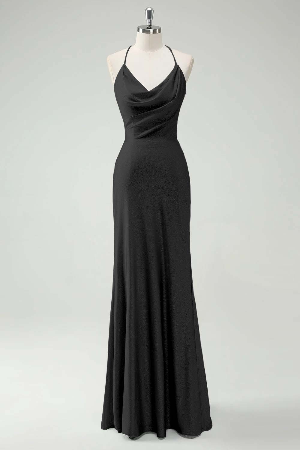 Chic Halter Sleeveless Long Mermaid Prom Dress With Pleated