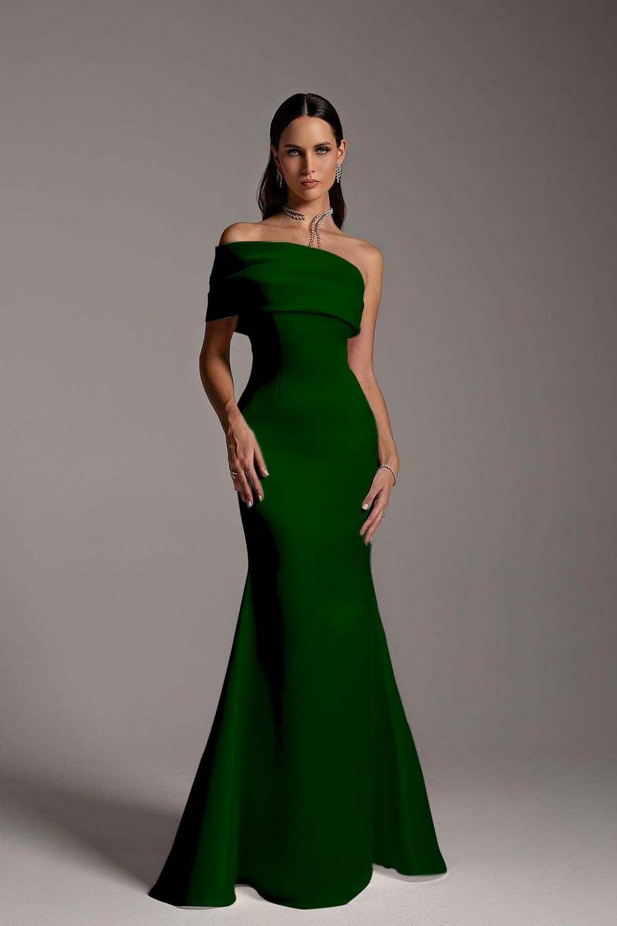 One Shoulder Sleeveless Mermaid Long Prom Dress With Ruffles