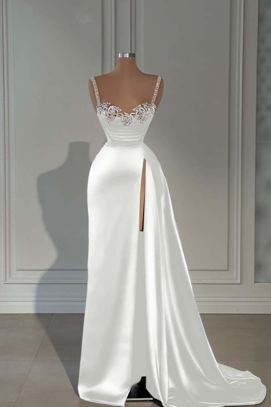 Spaghetti Strap Sleeveless Long Mermaid Prom Dress With Split