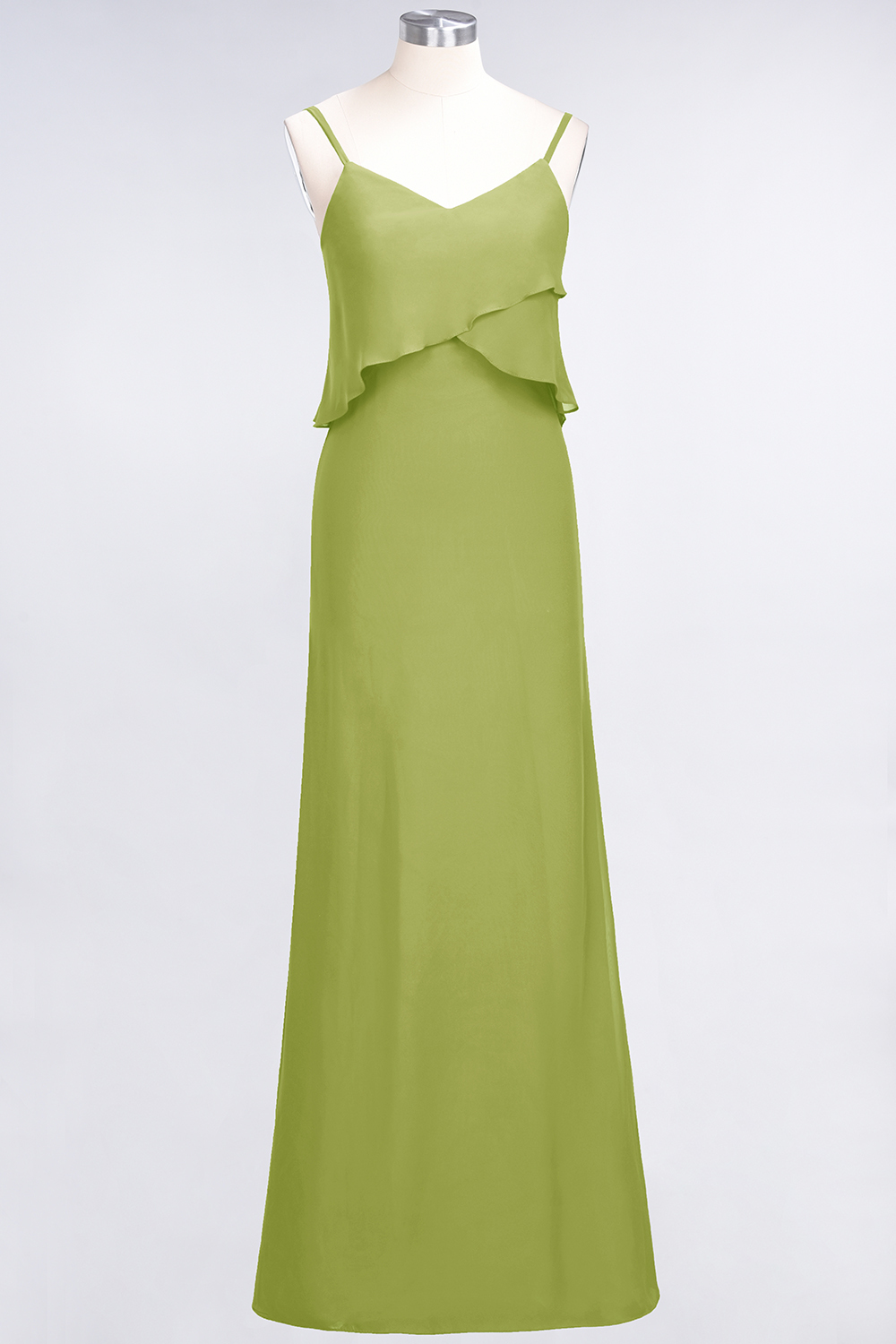 BMbridal Affordable Spaghetti-Straps V-Neck Burgundy Chiffon Bridesmaid Dresses-BMbridal