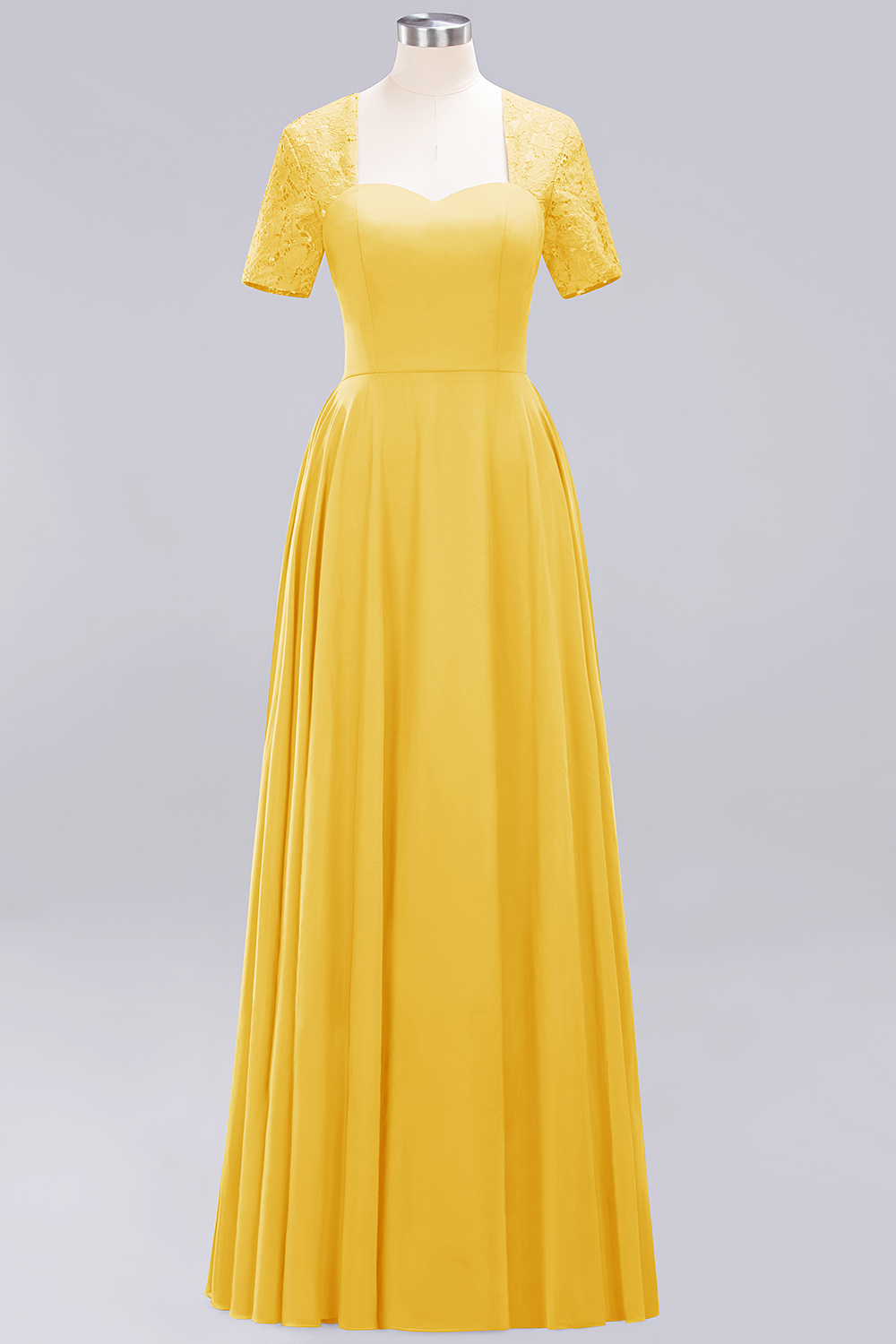 BMbridal Dark Navy Open-Back Long Bridesmaid Dress With Short Sleeves-BMbridal