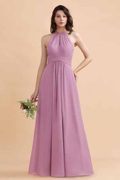 BMbridal Elegant Jewel Wisteria Chiffon Ruffles Bridesmaid Dress with Pockets On sale-BMbridal