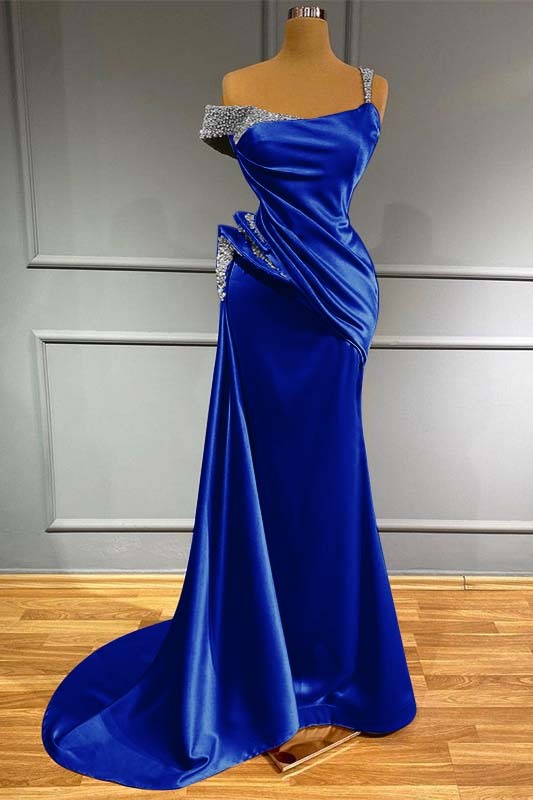 Long Off the Shoulder Mermaid Ruffles Prom Dress With Beading