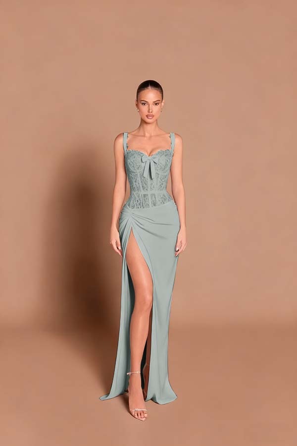 Spaghetti Strap Sleeveless Long Mermaid Prom Dress With Split