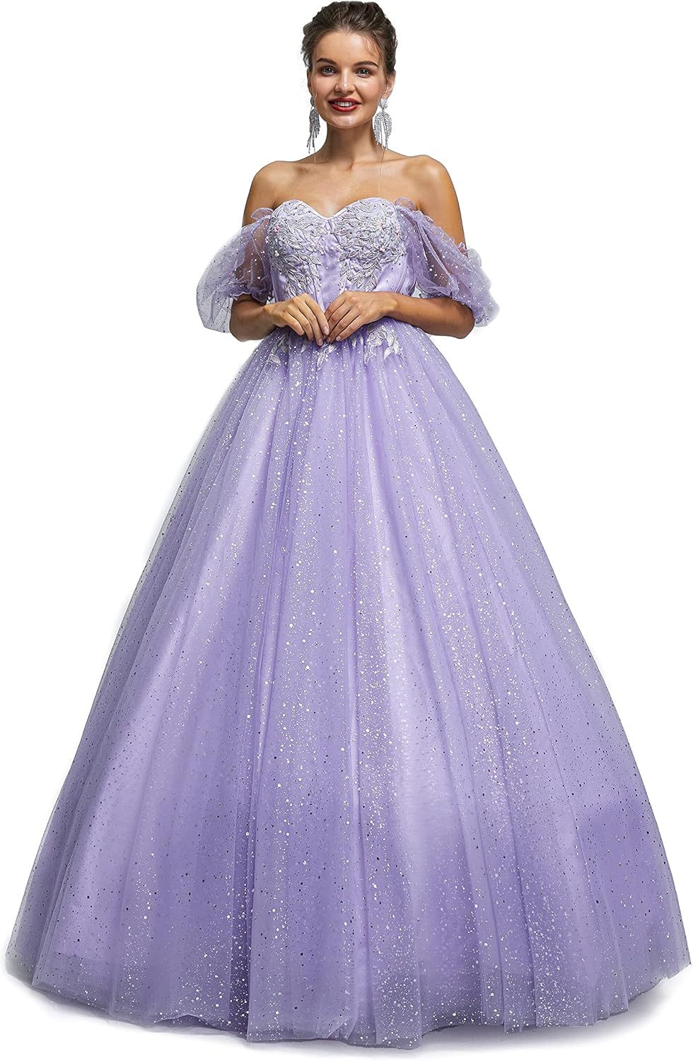 BMbride Women's Beading Sweetheart Ball Gown Tulle Layed Long Quinceanera Dress-BMbridal.UK