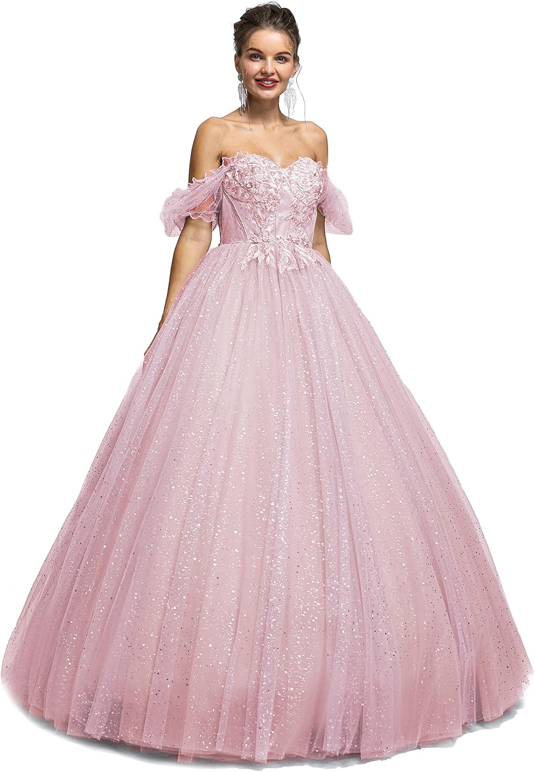 BMbride Women's Beading Sweetheart Ball Gown Tulle Layed Long Quinceanera Dress-BMbridal.UK