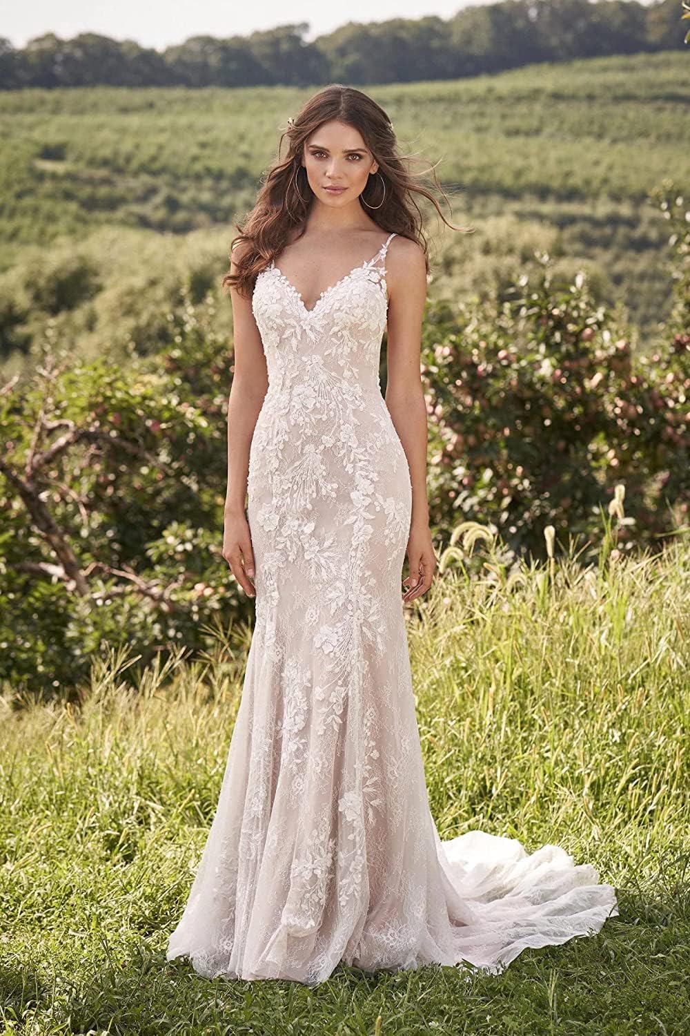 Loyeloy Women's Wedding Dresses for Bride 2025 Sexy V Neck Slit Lace Bridal Wedding Gowns for Bride YJ010-BMbridal.UK