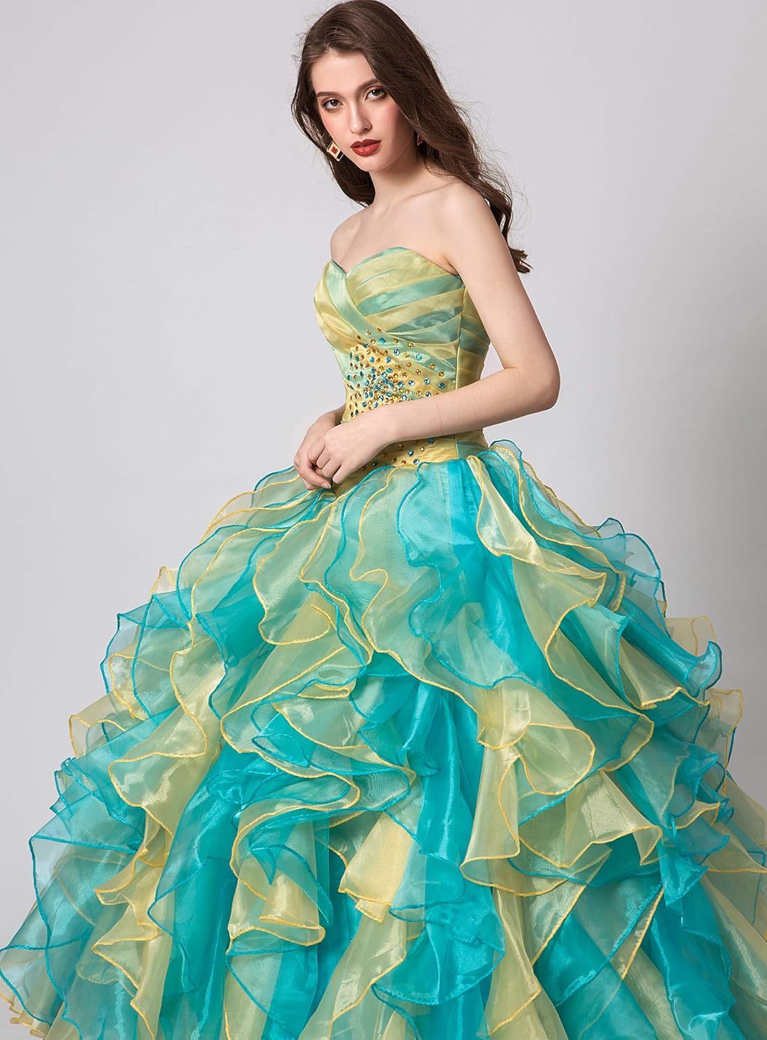 BMbride Women's Beading Sweetheart Ball Gown Tulle Layed Long Quinceanera Dress-BMbridal.UK
