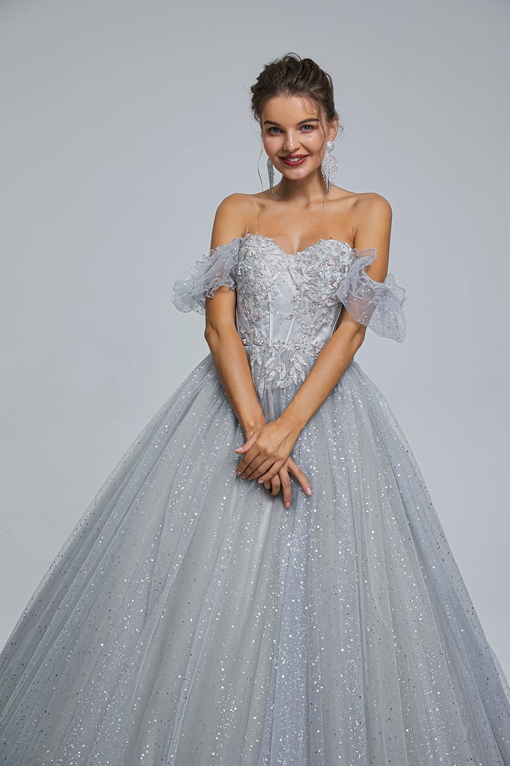 BMbride Women's Beading Sweetheart Ball Gown Tulle Layed Long Quinceanera Dress-BMbridal.UK