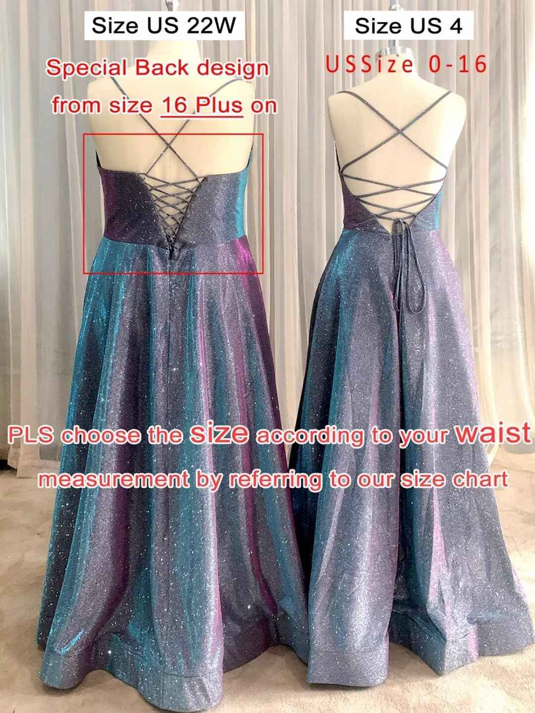 Prom Dresses Long A Line with Pockets Formal Evening Ball Gowns Side Slit Glitter Party Dress-BMbridal.UK