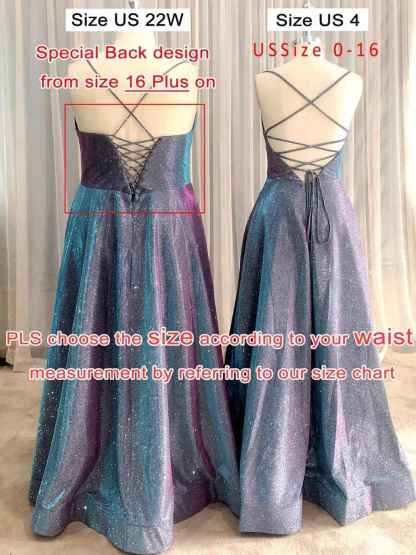Prom Dresses Long A Line with Pockets Formal Evening Ball Gowns Side Slit Glitter Party Dress-BMbridal.UK