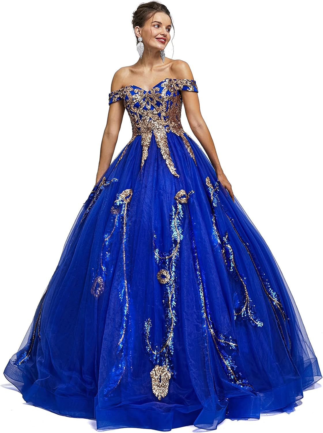 BMbride Women's Beading Sweetheart Ball Gown Tulle Layed Long Quinceanera Dress-BMbridal.UK