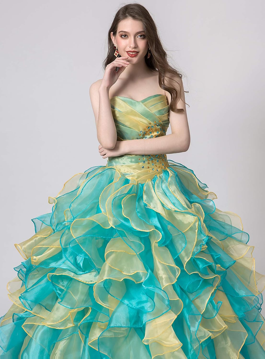 BMbride Women's Beading Sweetheart Ball Gown Tulle Layed Long Quinceanera Dress-BMbridal.UK