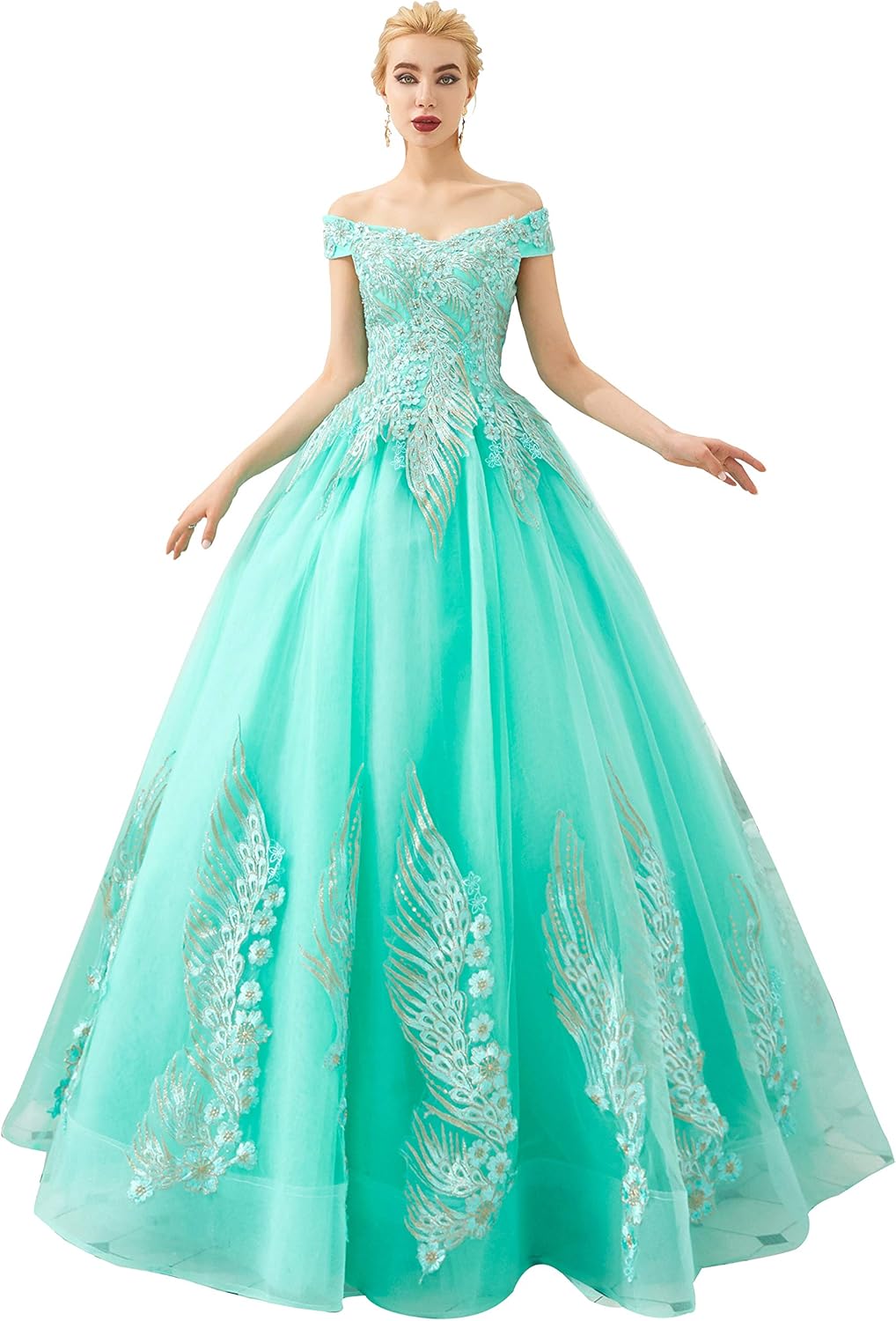 BMbride Women's Beading Sweetheart Ball Gown Tulle Layed Long Quinceanera Dress-BMbridal.UK