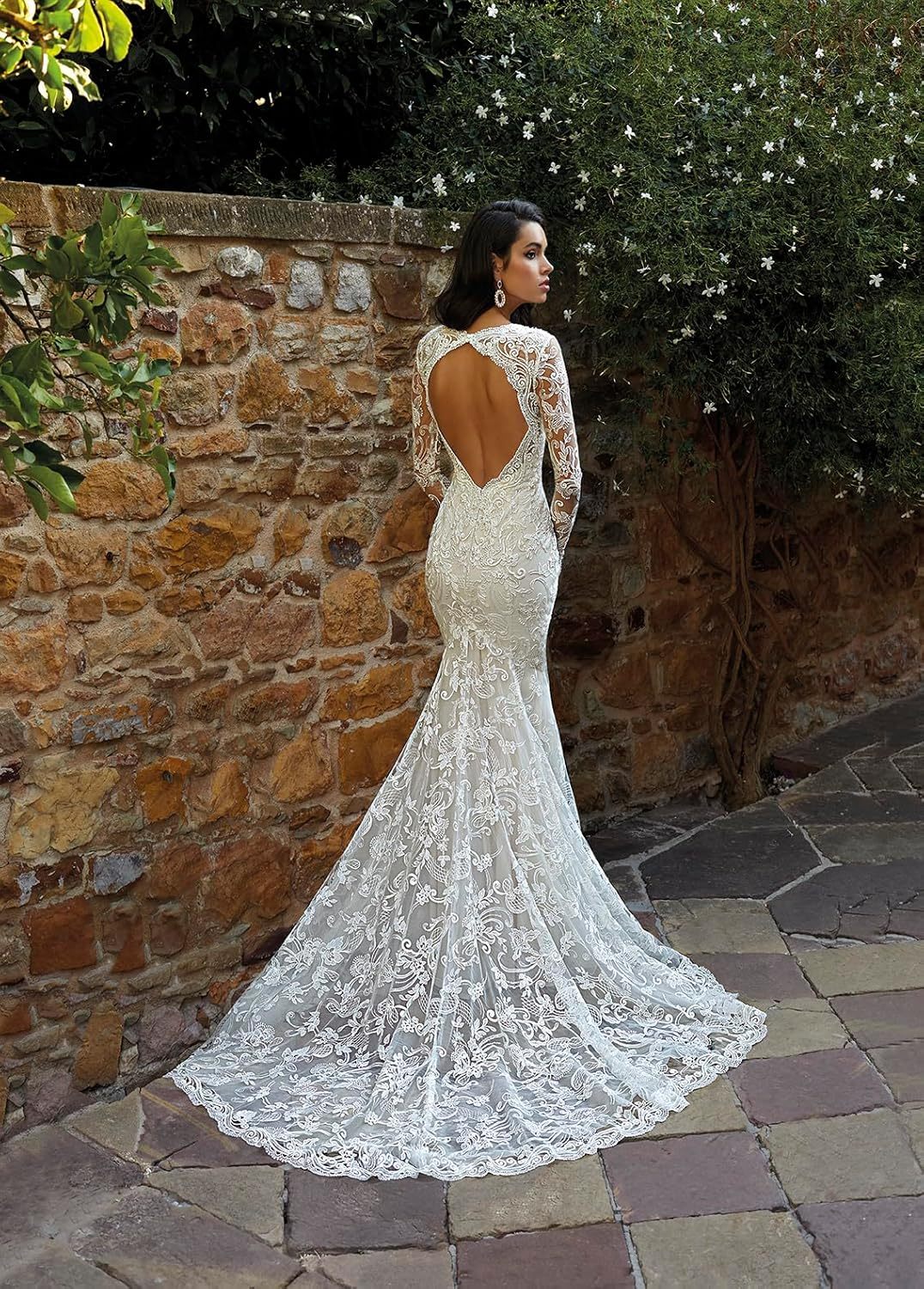 Loyeloy Women's Wedding Dresses for Bride 2025 Sexy V Neck Slit Lace Bridal Wedding Gowns for Bride YJ010-BMbridal.UK