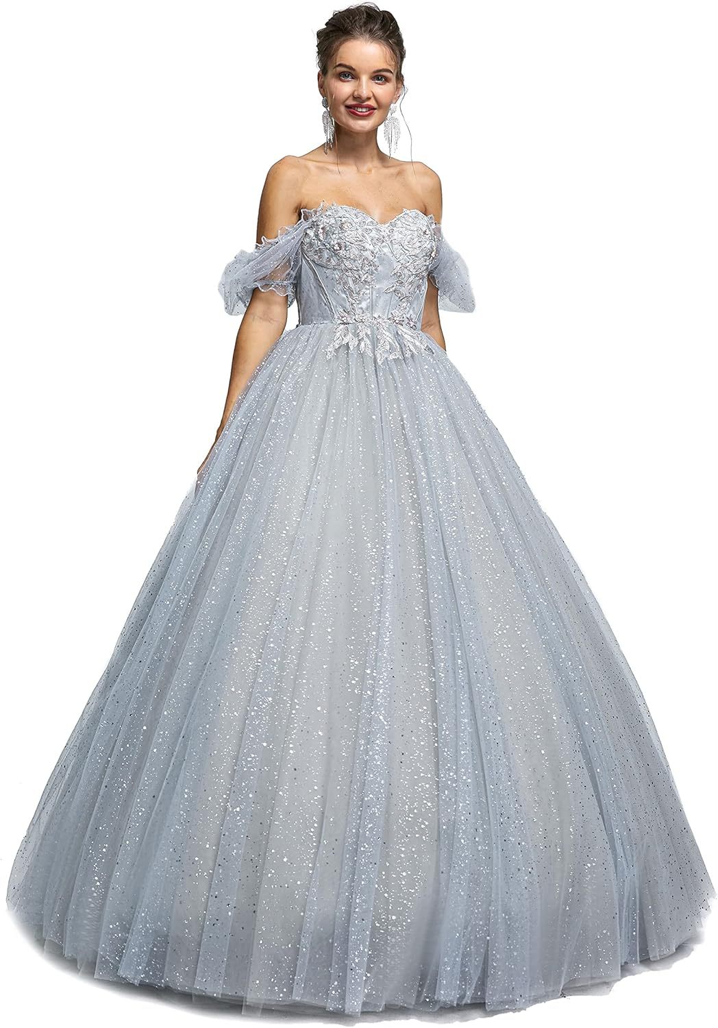 BMbride Women's Beading Sweetheart Ball Gown Tulle Layed Long Quinceanera Dress-BMbridal.UK