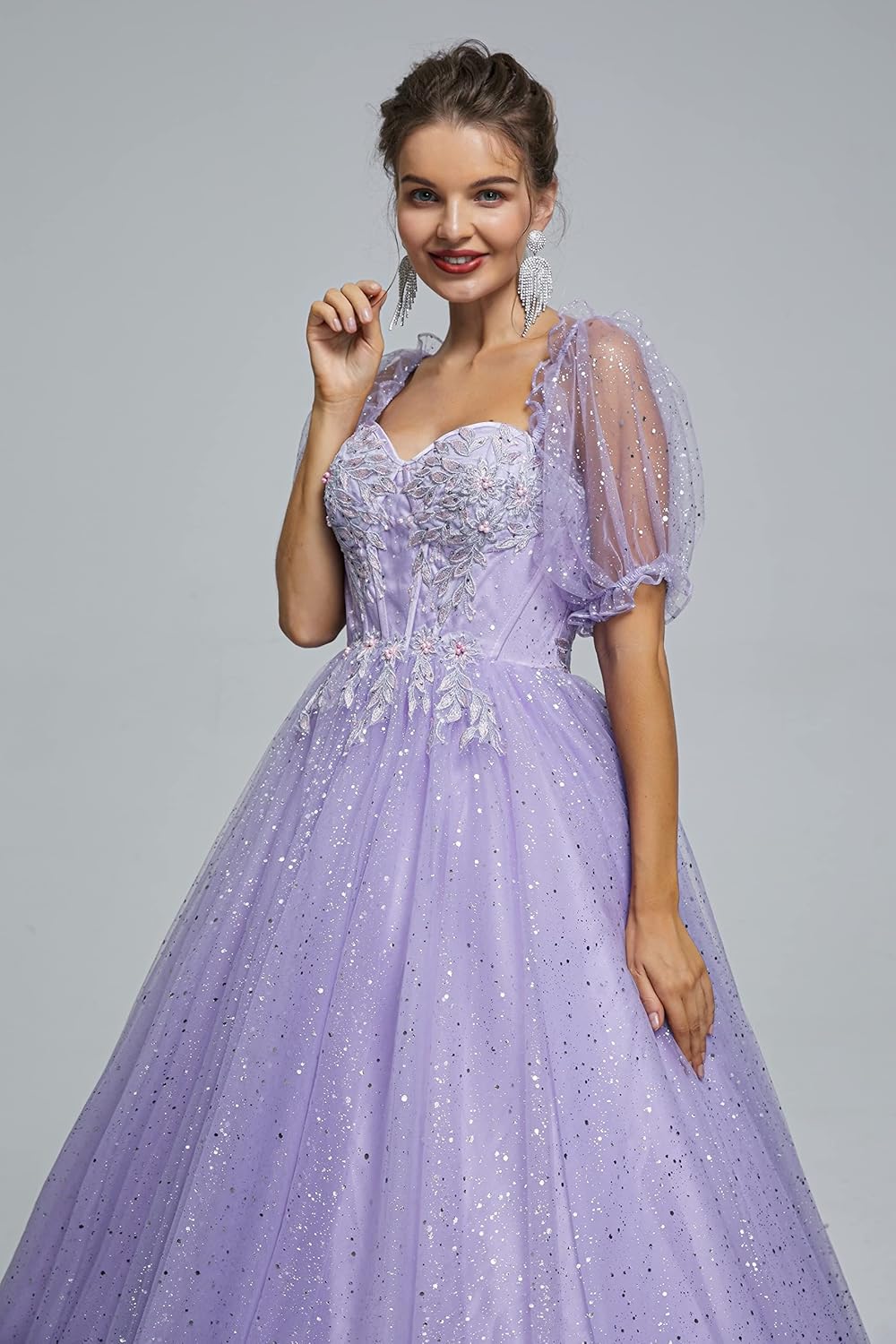 BMbride Women's Beading Sweetheart Ball Gown Tulle Layed Long Quinceanera Dress-BMbridal.UK