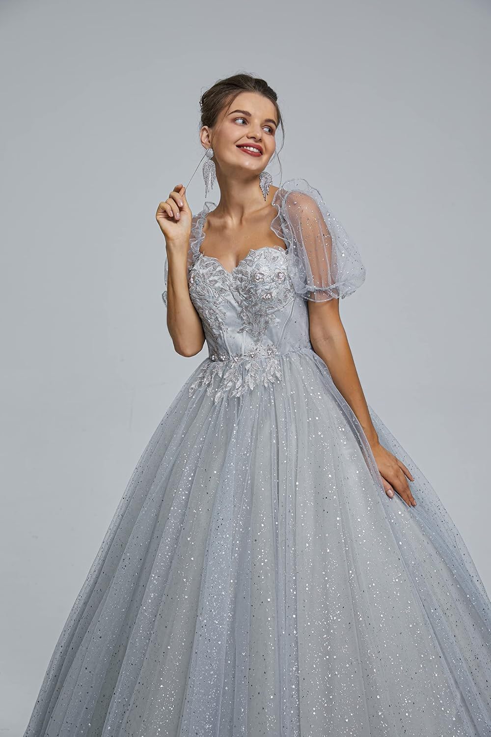 BMbride Women's Beading Sweetheart Ball Gown Tulle Layed Long Quinceanera Dress-BMbridal.UK
