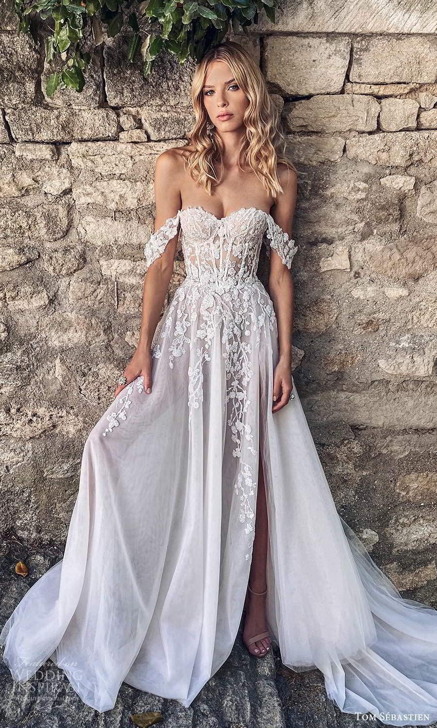 Women's Beach Spaghetti Strap Wedding Dresses for Bride 2025 Boho Long Lace Bridal Gowns for Wedding-BMbridal.UK