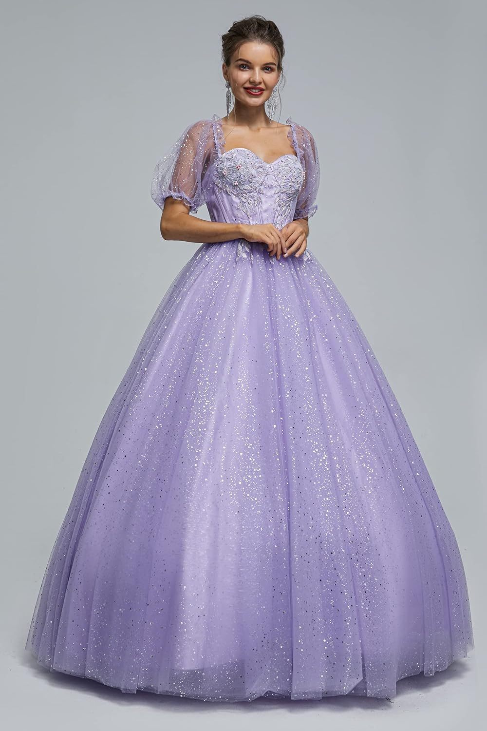 BMbride Women's Beading Sweetheart Ball Gown Tulle Layed Long Quinceanera Dress-BMbridal.UK