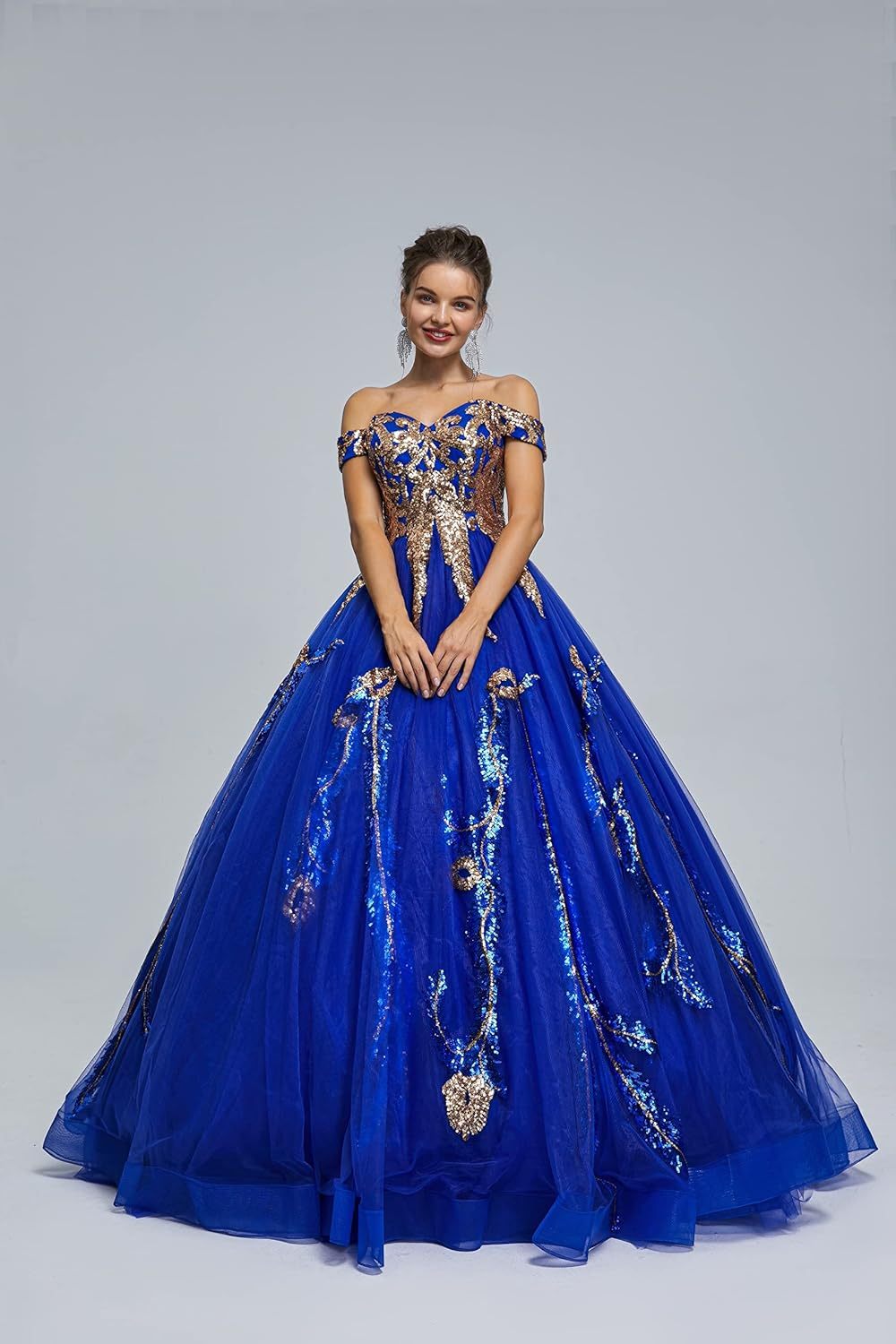 BMbride Women's Beading Sweetheart Ball Gown Tulle Layed Long Quinceanera Dress-BMbridal.UK