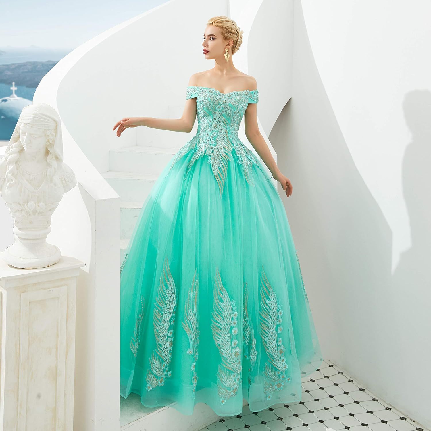 BMbride Women's Beading Sweetheart Ball Gown Tulle Layed Long Quinceanera Dress-BMbridal.UK