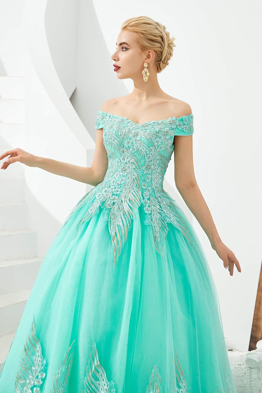 BMbride Women's Beading Sweetheart Ball Gown Tulle Layed Long Quinceanera Dress-BMbridal.UK