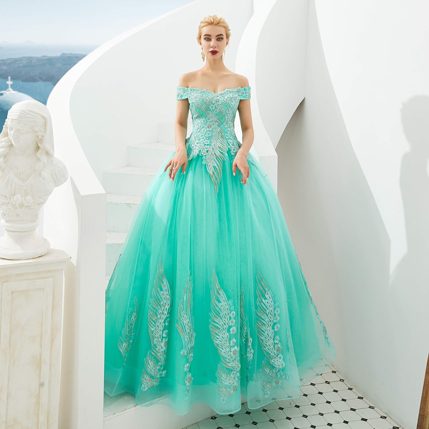BMbride Women's Beading Sweetheart Ball Gown Tulle Layed Long Quinceanera Dress-BMbridal.UK