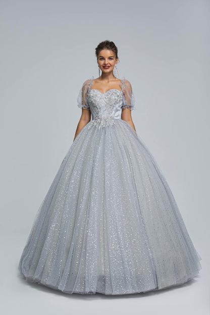 BMbride Women's Beading Sweetheart Ball Gown Tulle Layed Long Quinceanera Dress-BMbridal.UK
