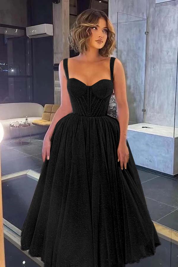 Gorgeous Spaghetti Strap Sweetheart Sequins Prom Dress With Tulle