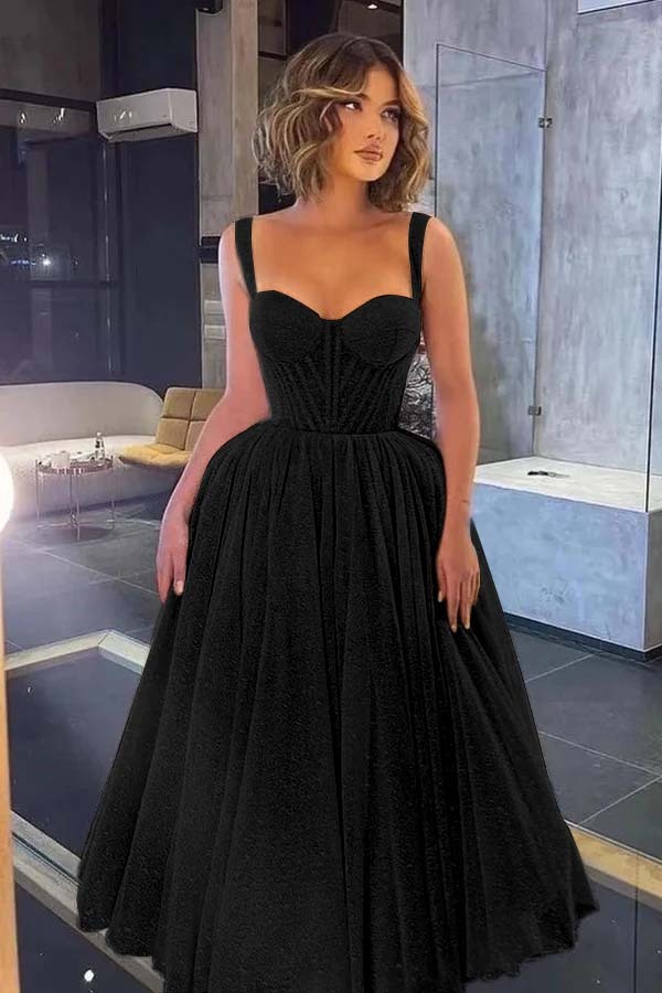 Gorgeous Spaghetti Strap Sweetheart Sequins Prom Dress With Tulle