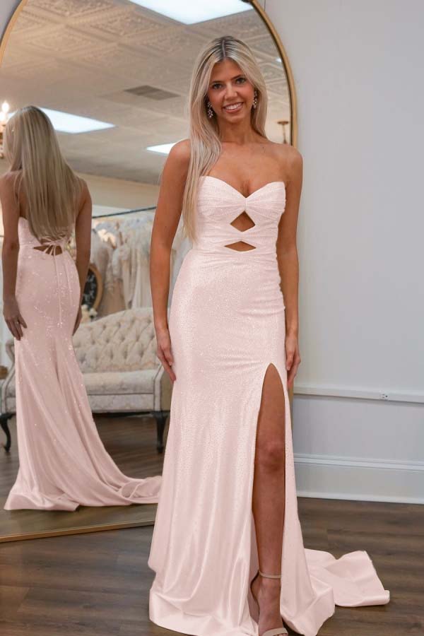Strapless Sweetheart Sleeveless Mermaid Prom Dress With High Split