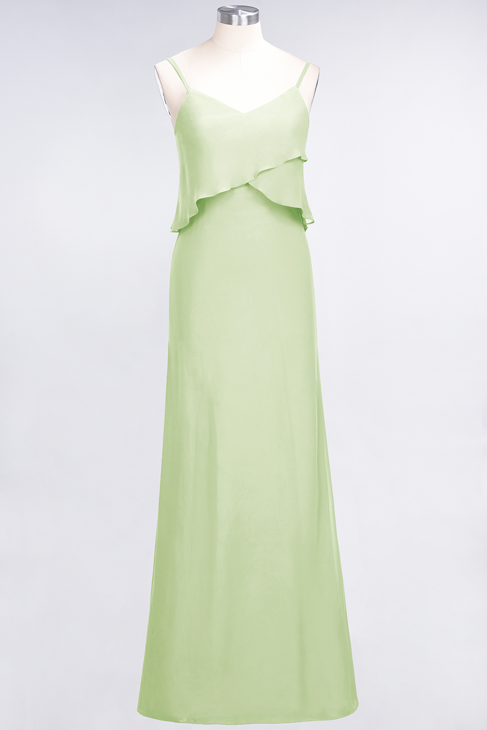 BMbridal Affordable Spaghetti-Straps V-Neck Burgundy Chiffon Bridesmaid Dresses-BMbridal