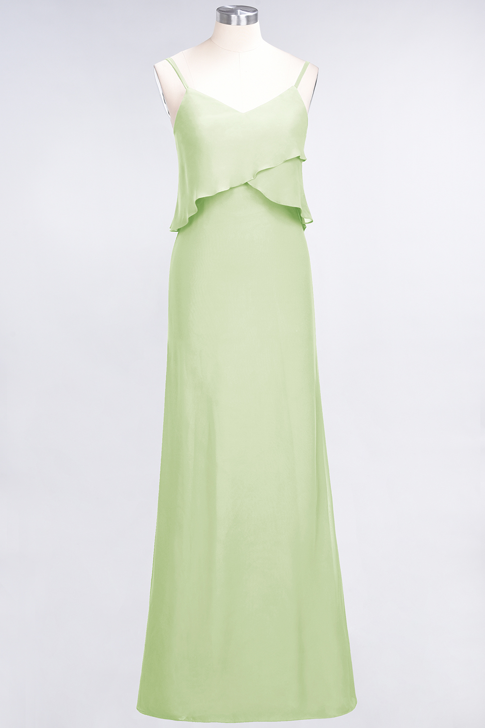 BMbridal Affordable Spaghetti-Straps V-Neck Burgundy Chiffon Bridesmaid Dresses-BMbridal