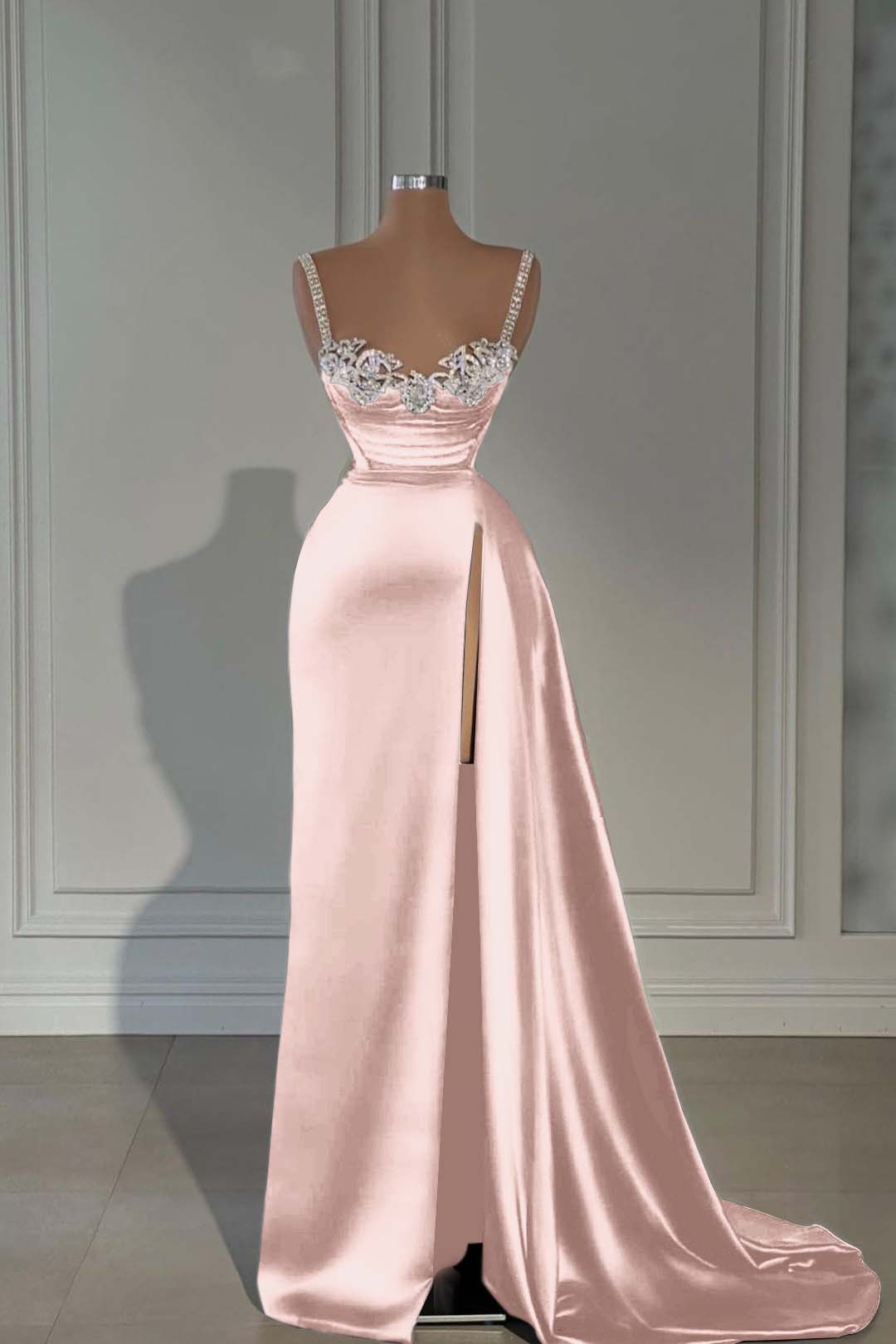 Spaghetti Strap Sleeveless Long Mermaid Prom Dress With Split