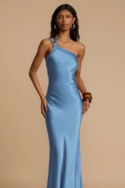 One Shoulder Sleeveless Backless Long Prom Dress With Ruffles