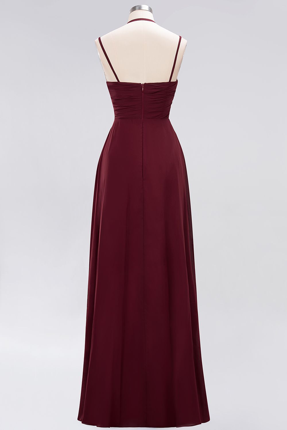 BMbridal Affordable Chiffon Burgundy Bridesmaid Dress With Spaghetti Straps-BMbridal