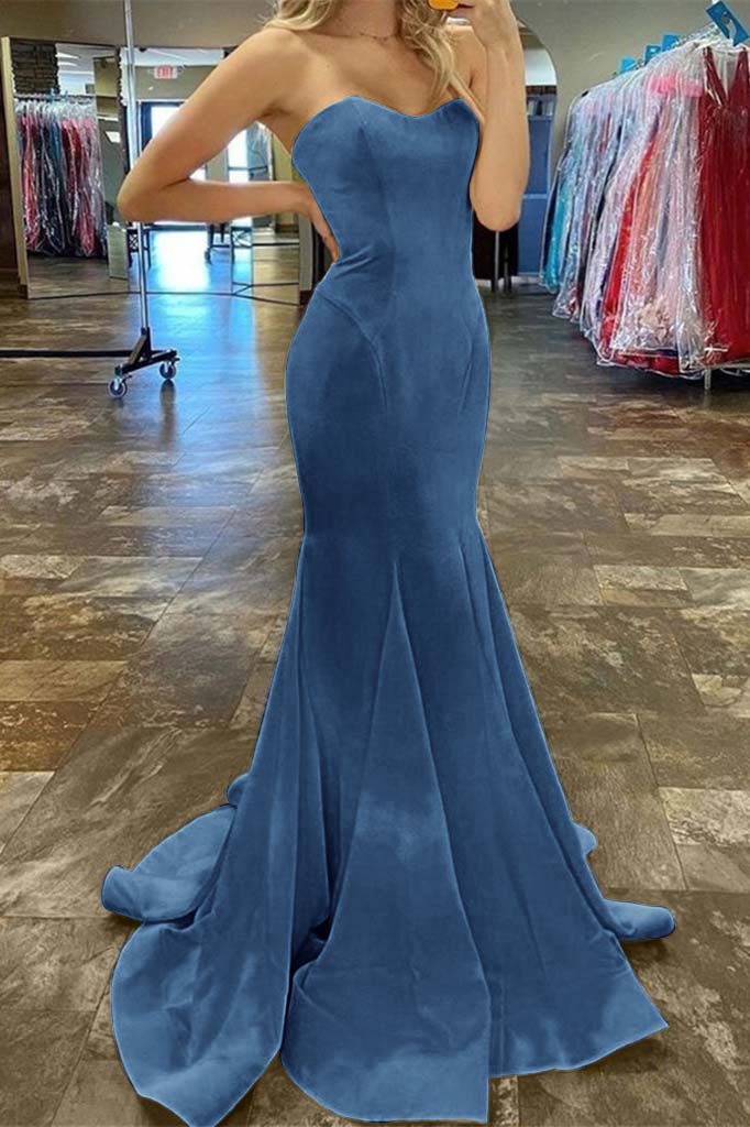 Charming Yellow Strapless Sleeveless Sweetheart Mermaid Long Prom Dress