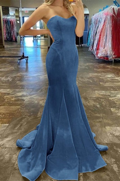 Charming Yellow Strapless Sleeveless Sweetheart Mermaid Long Prom Dress