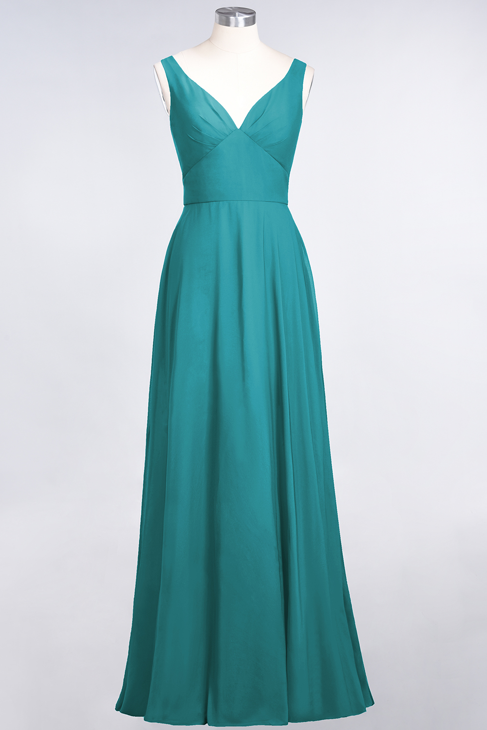 BMbridal Chic Chiffon V-Neck Straps Ruffle Affordable Bridesmaid Dresses with Open Back-BMbridal