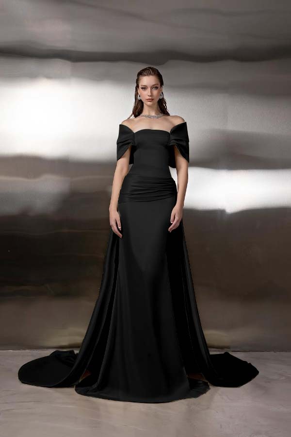 Off the Shoulder Sleeveless Long Mermaid Prom Dress With Pleated