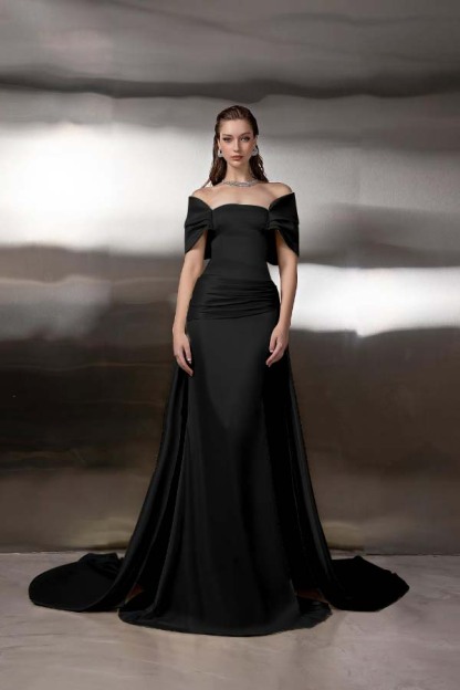 Off the Shoulder Sleeveless Long Mermaid Prom Dress With Pleated