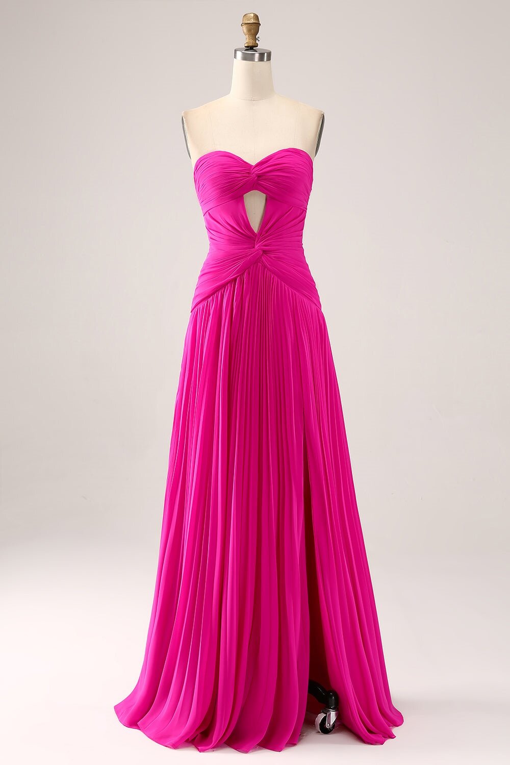 Gorgeous Fuchsia Strapless Cut Out Draped Pleated Prom Dress